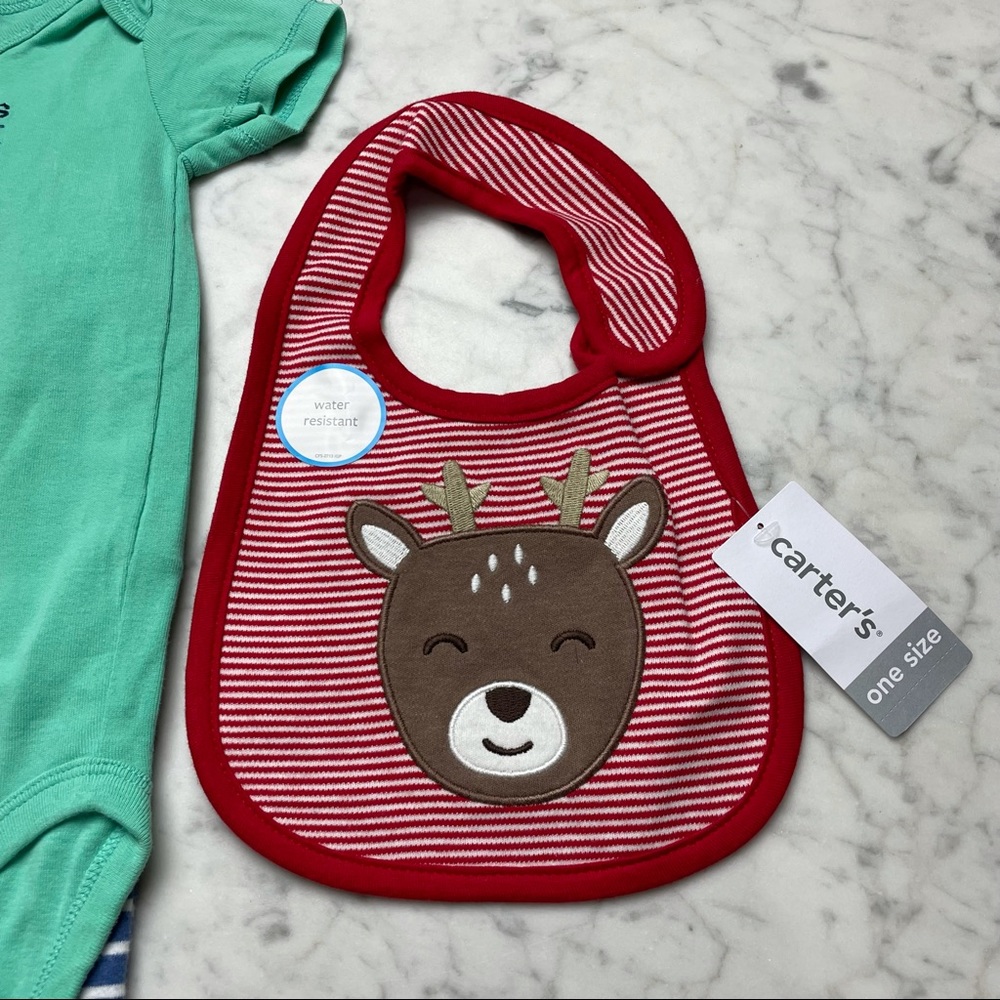 Carter's Mommy's First Mate Nautical Set Outfit Onesie Christmas Bib Bundle - Picture 2 of 10